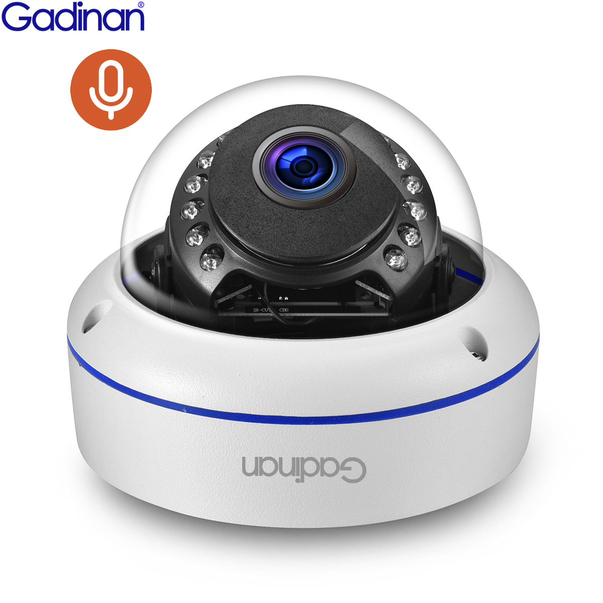 Gadinan Onvif HD 3MP 2MP 1080P IP Camera Support Audio With Built in Microphone Pickup Day Night Metal Dome Camera 2.8mm lens